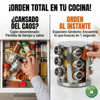 Condimentero Premium 360° 12 Piezas - Organización total en segundos