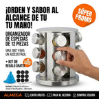 Condimentero Premium 360° 12 Piezas - Organización total en segundos