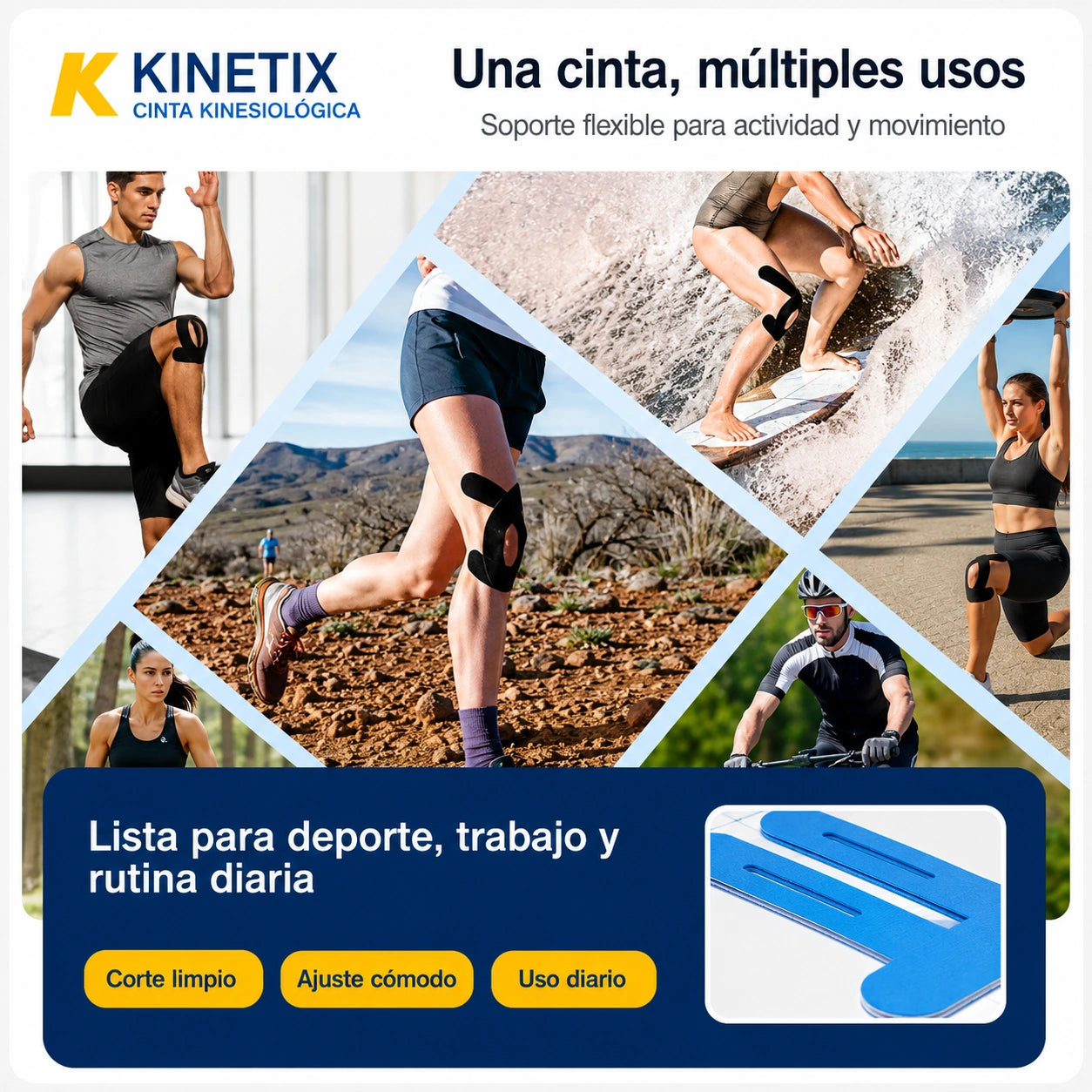 Kinetix PRO Cinta para Rodilla x 10 — Alivia el dolor y recupera tu movilidad