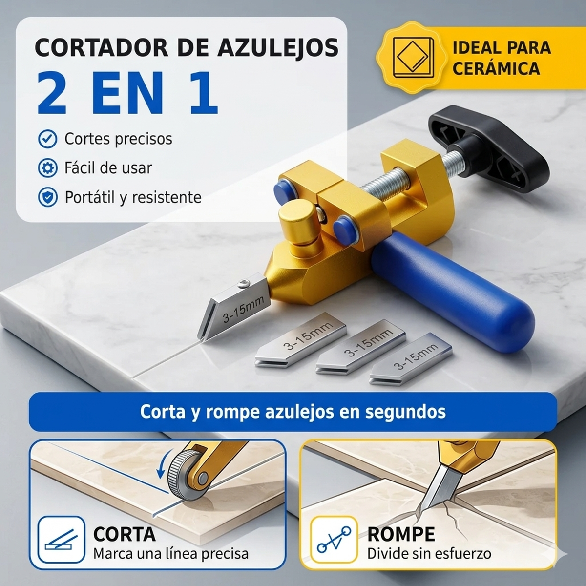 Cortador de Vidrio y Cerámica 2 en 1 — Cortes Perfectos Sin Esfuerzo