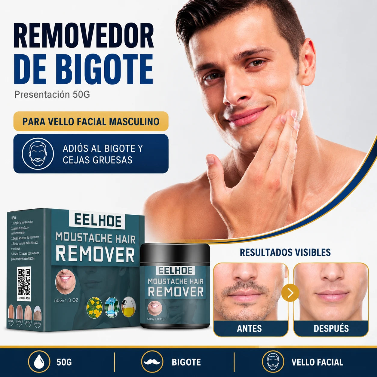 Crema Depilatoria para Hombre — Piel suave y sin vellos en minutos