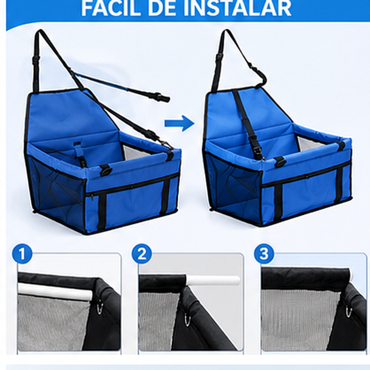 Asiento de Carro para Mascotas Plegable
