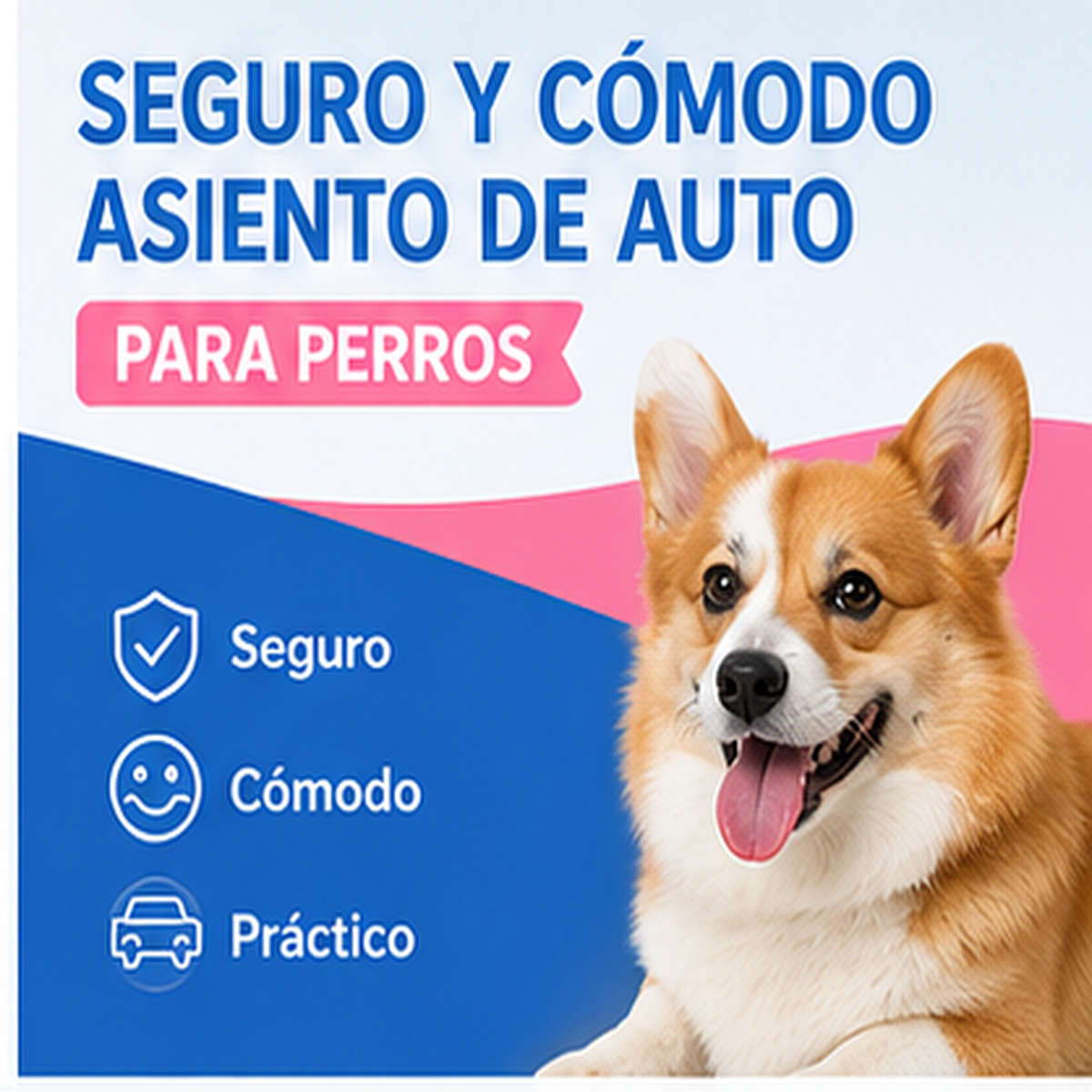 Asiento de Carro para Mascotas Plegable