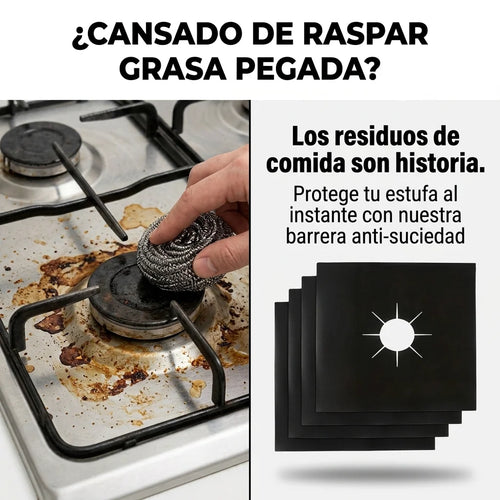 Set Protectores x 4 Antiadherente para Estufa — Adiós a la Grasa Pegada