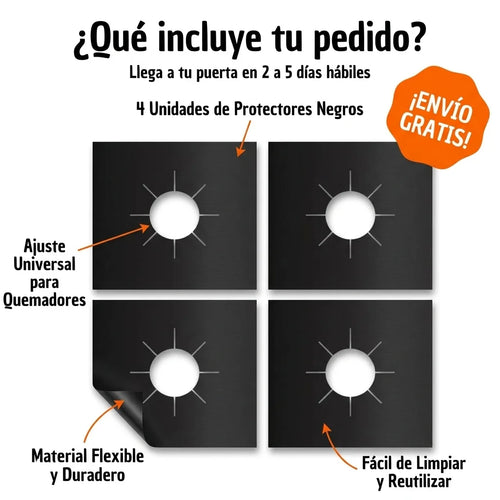 Set Protectores x 4 Antiadherente para Estufa — Adiós a la Grasa Pegada