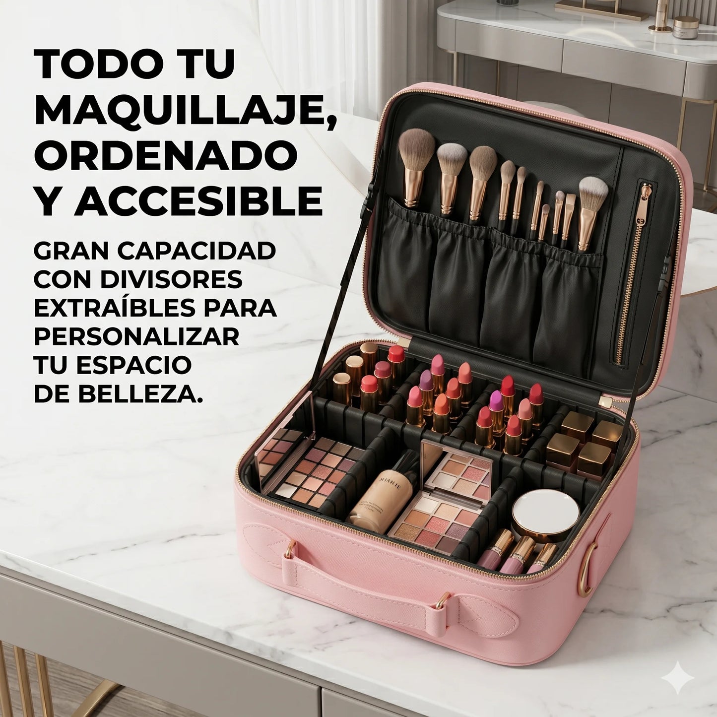 Cosmetiquera Profesional con Espejo LED Integrado - Tu maquillaje perfecto donde vayas