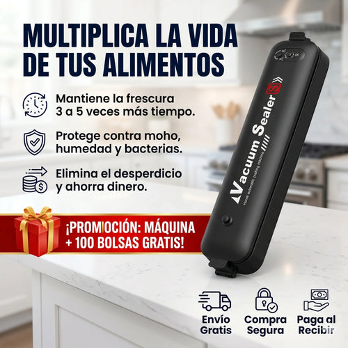 M�quina Selladora Al Vac�o + 100 Bolsas GRATIS: Tu comida fresca por meses - Almega Colombia - vista 4