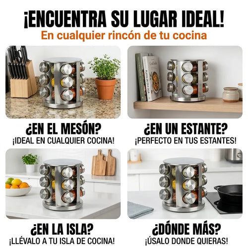 Condimentero Premium 360° 12 Piezas - Organización total en segundos