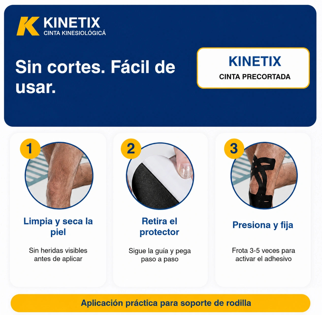 Kinetix PRO Cinta para Rodilla x 10 — Alivia el dolor y recupera tu movilidad