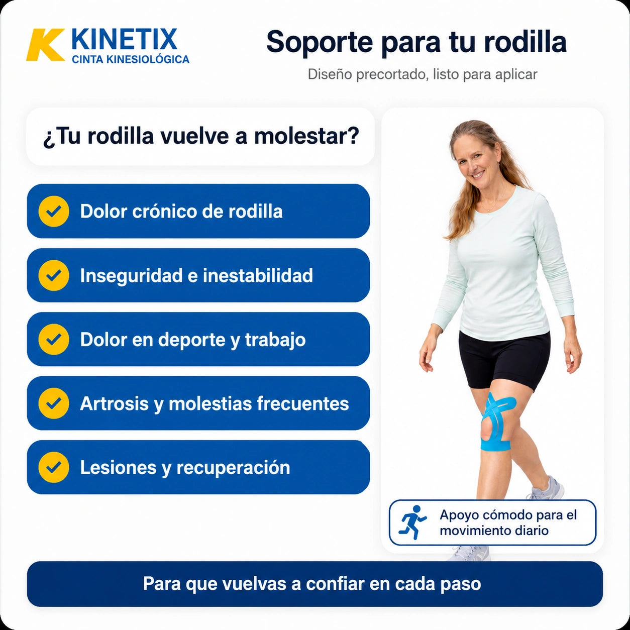 Kinetix PRO Cinta para Rodilla x 10 — Alivia el dolor y recupera tu movilidad