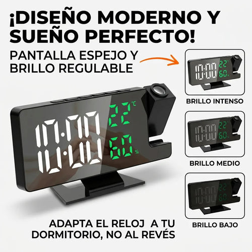 Reloj Despertador LED con Proyector — Proyecta la Hora en tu Techo
