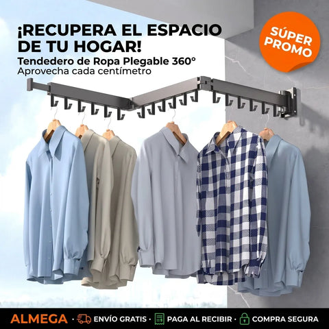 Tendedero de Ropa Plegable 360° — Recupera el Espacio de tu Hogar